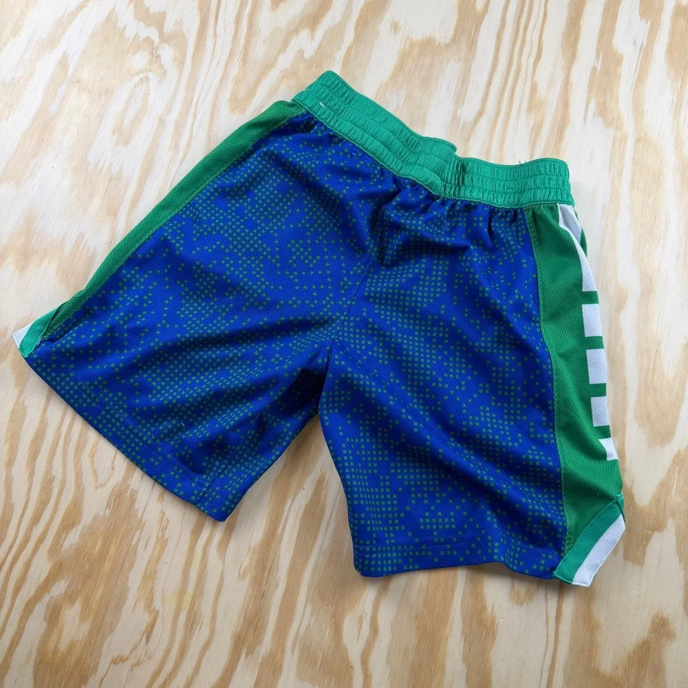 Nike Dri-FIT Elite Boys Basketball Shorts Blue Green Pixel Graphic Size Small